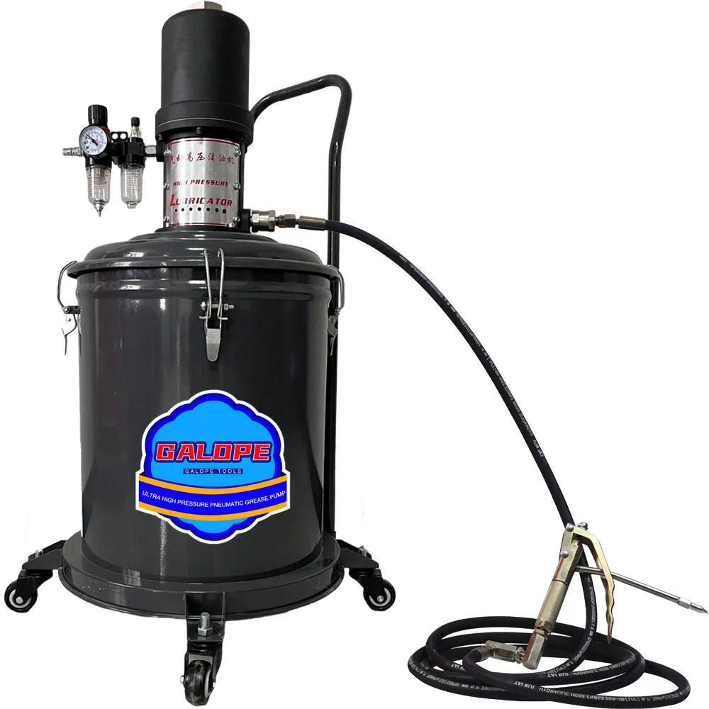 45L Pneumatic Grease Pump High Pressure Operated Grease Dispenser Pneumatic Lubricator Bucket Pump 70:1 Air Grease Lubricator
